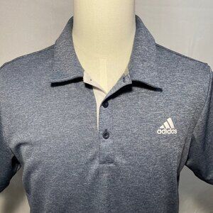 -Adidas Blue Grey with White Accent Polo Shirt Men's Size Medium